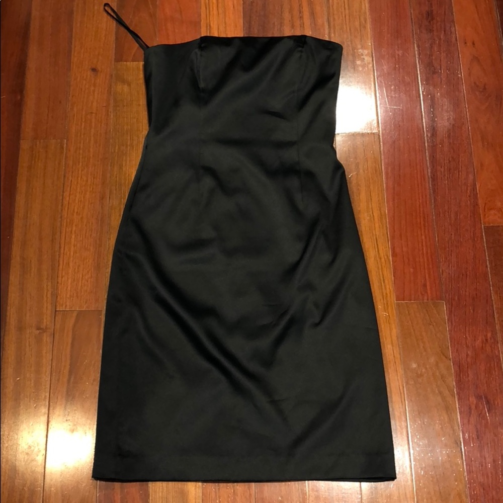 Black Satin strapless dress WHBM size 0
